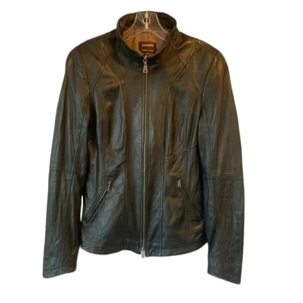 Danier Black Soft Leather Fitted Moto Jacket S